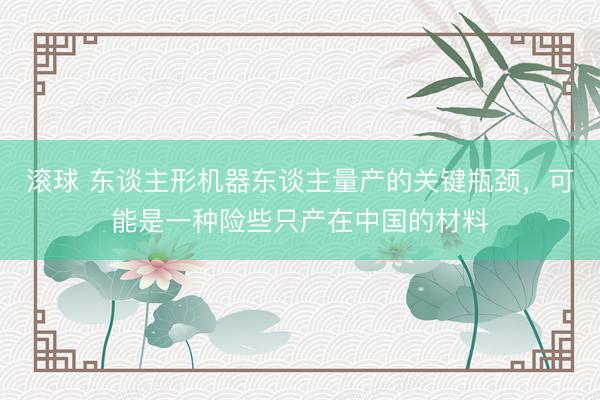 滚球 东谈主形机器东谈主量产的关键瓶颈，可能是一种险些只产在中国的材料
